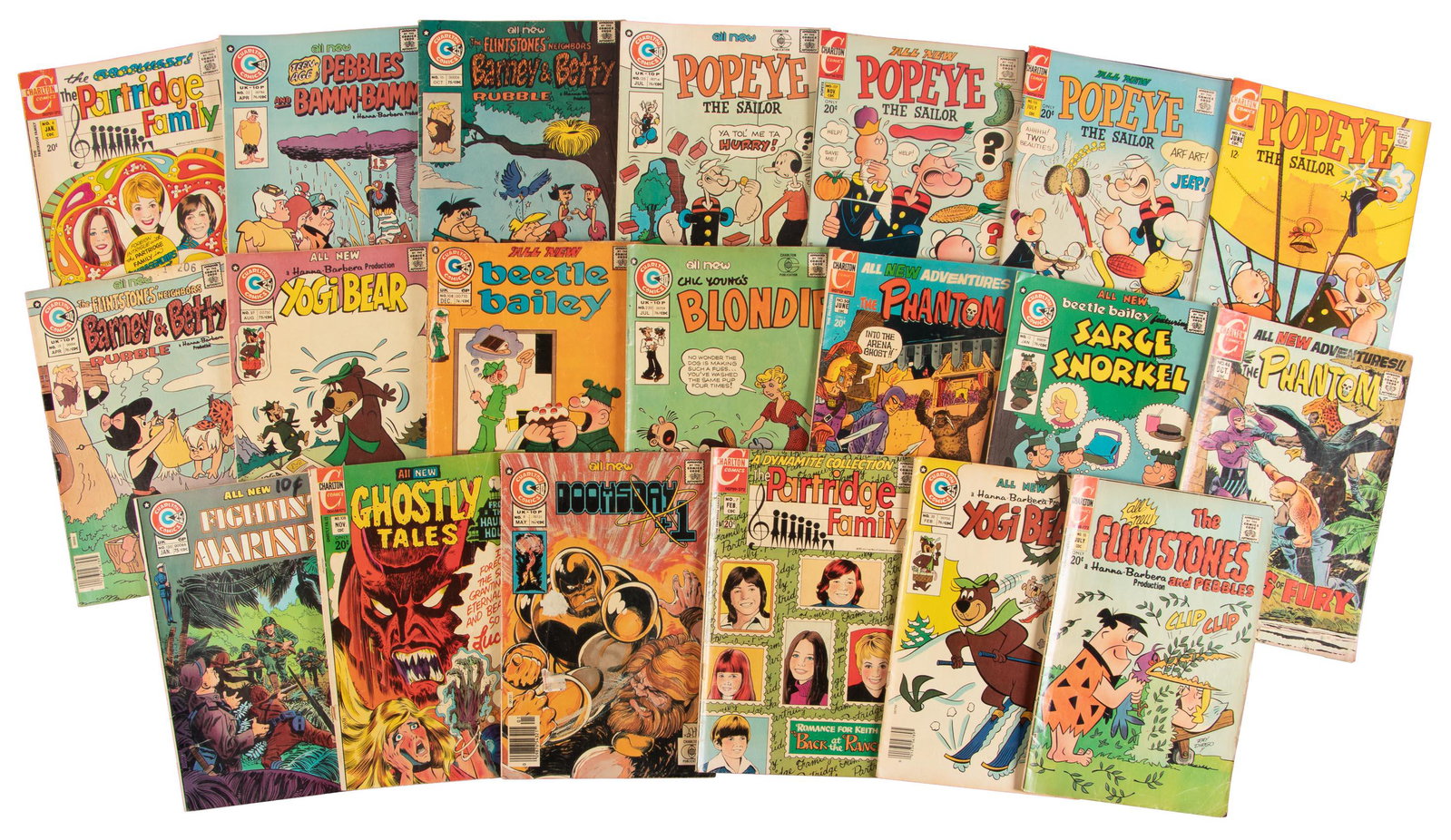 Charlton: Lot of 19 Comics * 1970s: Heading: Author: Charlton Title: Lot of 19 Charlton Comics Place Published: Publisher: Date Published: 1970s Description: Generally Good/VG. Includes: Partridge Family, Pebbles