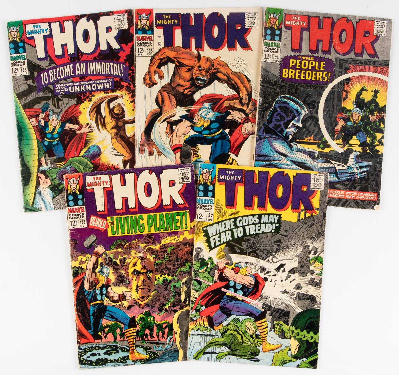 Thor #' 132-136 * Lot of 5 Comics * VG- * 1960s (1 of 1)