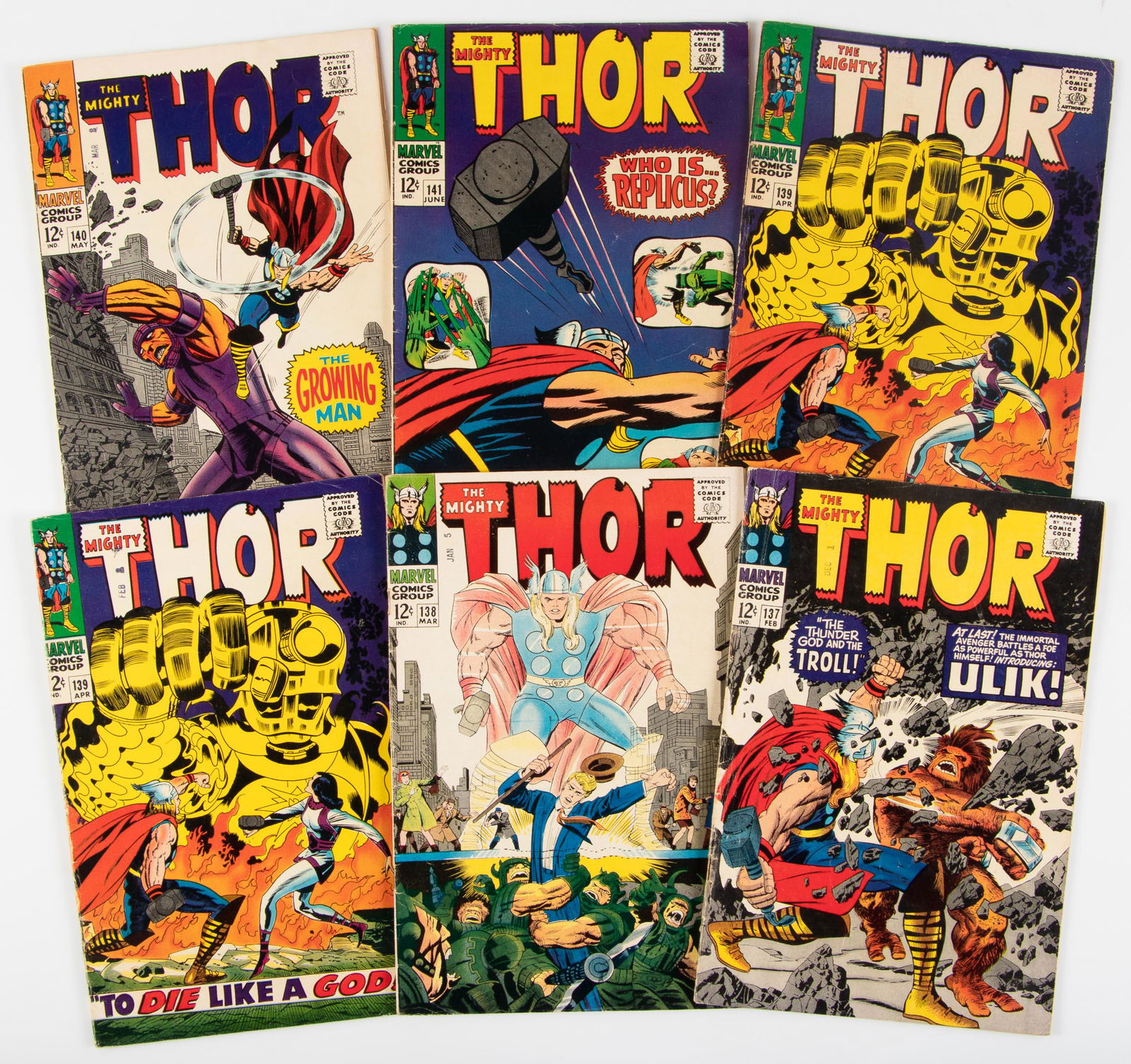 Thor #'s 137-141 * Lot of 6 Comics * VG * 1960s (1 of 1)