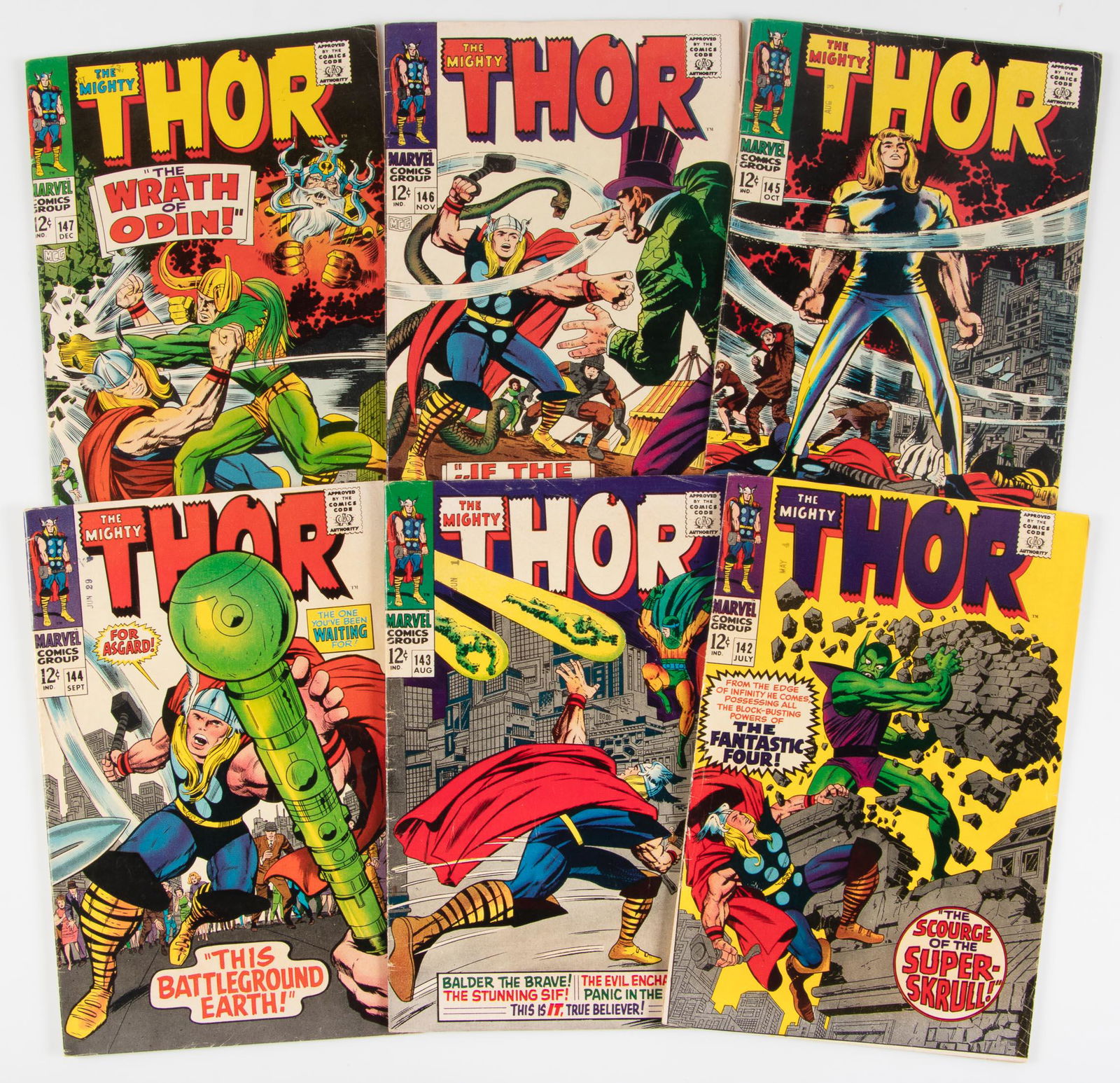 Thor #'s 142-147 * Lot of 6 Comics * VG * 1960s (1 of 1)