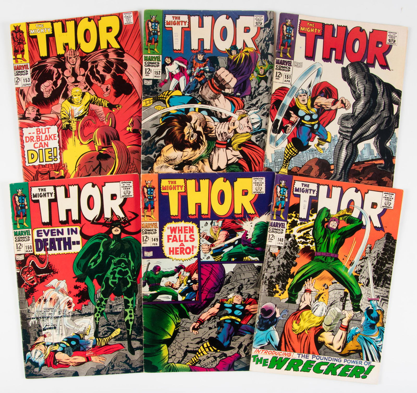 Thor #'s 148-153 * Lot of Six Comics * VG * 1960s (1 of 1)