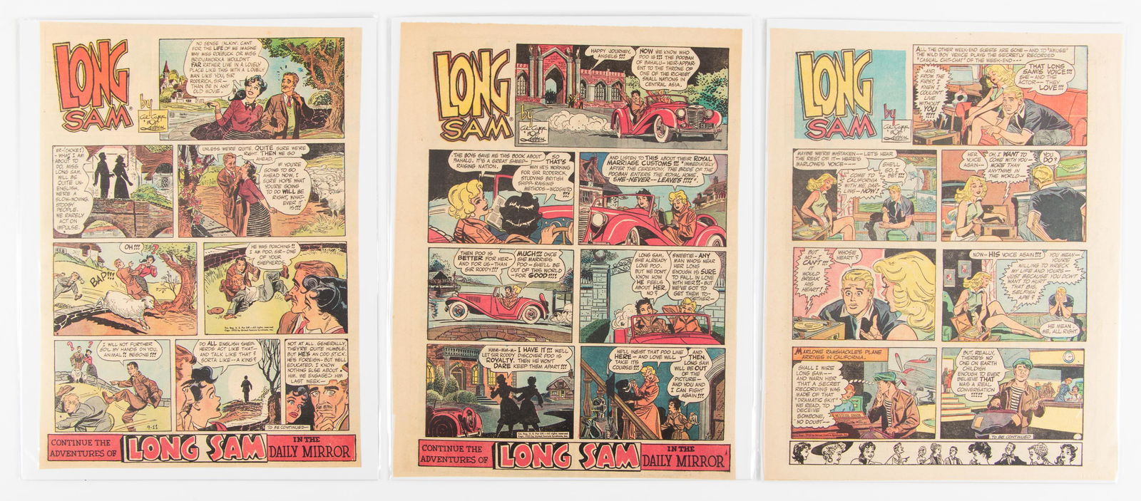 Long Sam by Al Capp & Bob Lubbers * Lot of 9 Color: Heading: Author: [Comic Strips] Title: Long Sam. Lot of Nine Color Sunday Strips Place Published: Publisher: Date Published: 1950s Description: Long Sam by Al Capp and Bob Lub