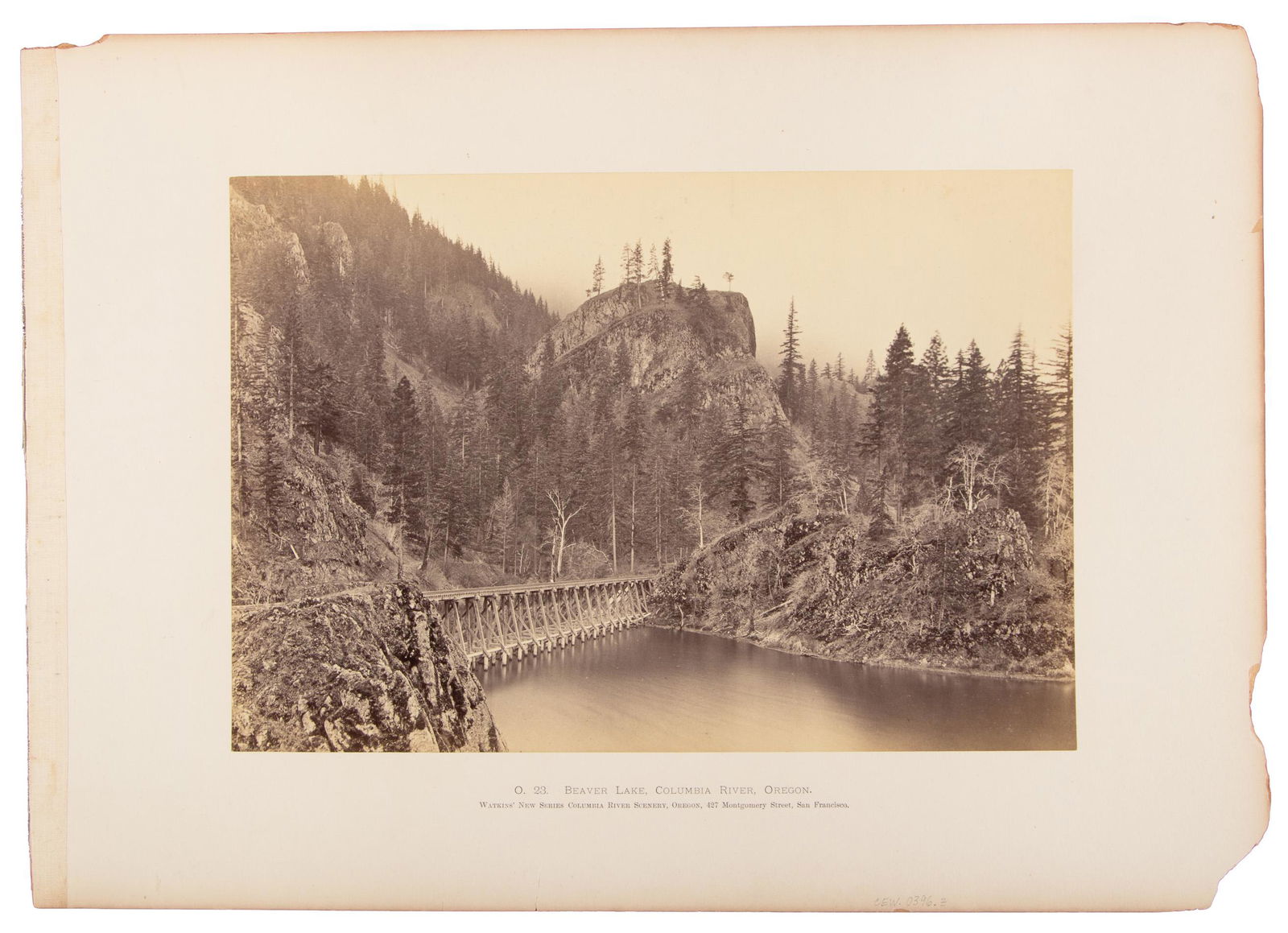 Watkins photograph of railroad bridge, Columbia River (1 of 3)