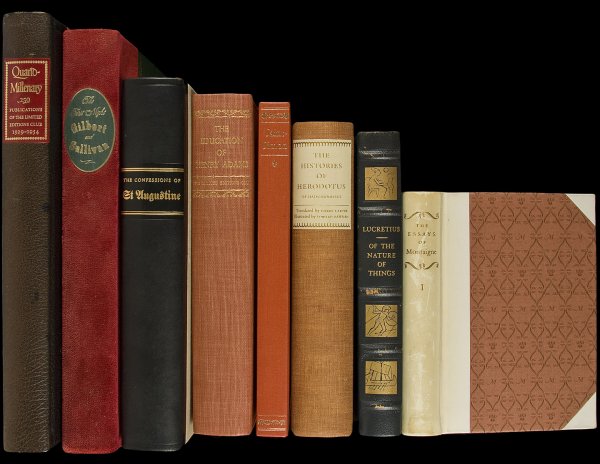 8 books pub by the Limited Editions Club: Title: Eight titles from the Limited Editions Club Author: ** Description: Includes: The Essays of Michel de Montaigne. 4 volumes. Translated by George B. Ives. Introduction by Andre Gide. Half calf a