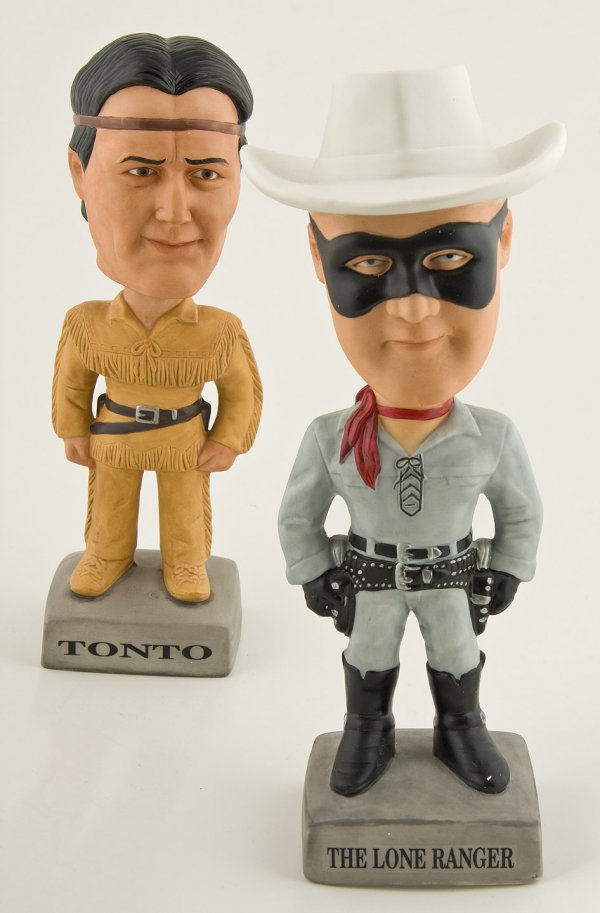 Lone Ranger and Tonto Bobbing Head Dolls: Title: Lone Ranger and Tonto Bobbing Head Dolls Author: ** Description: Painted ceramic bobbing head dolls, in original packaging. One of 1500 sets. Heading: zzf(Lone Ranger)Place Published: Menlo Par
