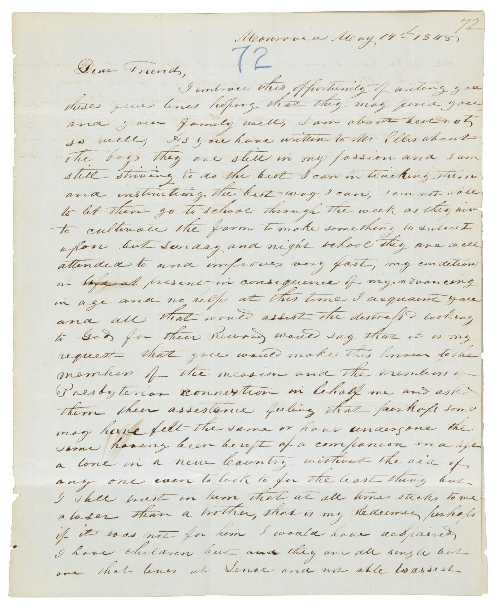 Rare letter from Black missionary?s widow in Liberia (1 of 3)