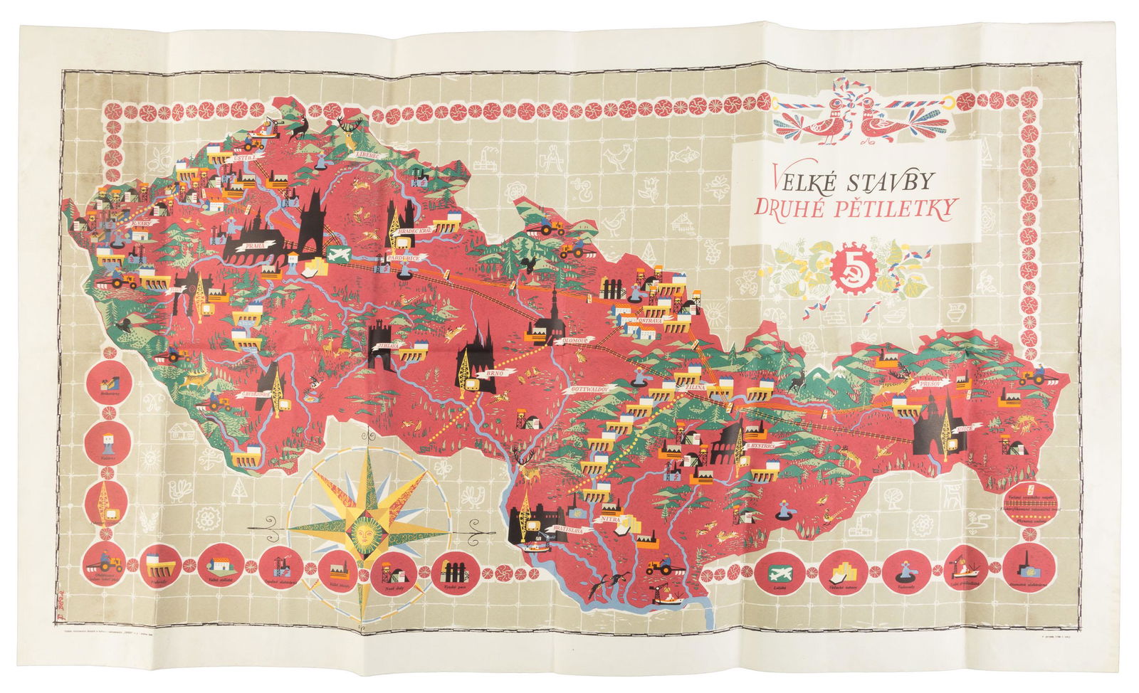 Color pictorial map of Czechoslovakia, 1956 (1 of 4)