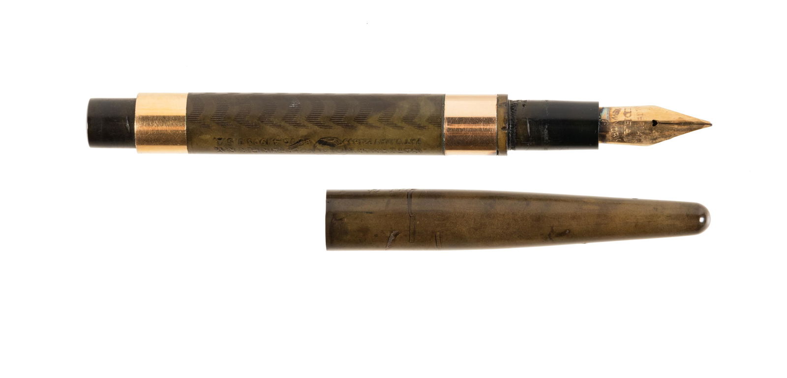 WATERMAN #26 Taper-Cap FP, Two Gold-Filled Bands (1 of 1)