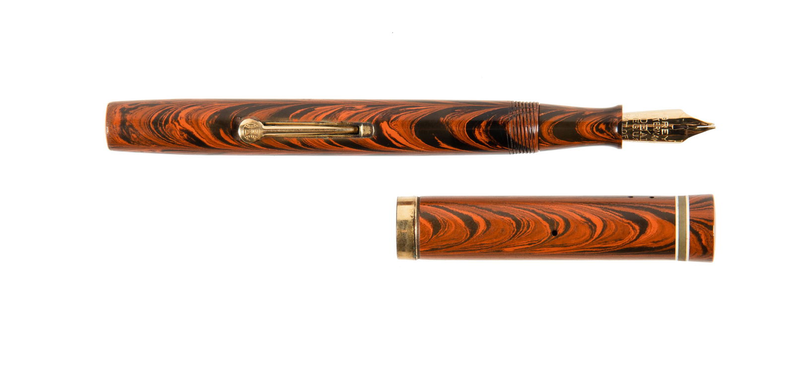 WATERMAN #5 Red Ripple Fountain Pen, Grey Nib (1 of 1)