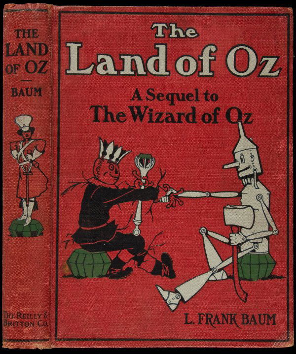 The Marvelous Land of Oz 1st Edition: Title: The Marvelous Land of Oz Author: Baum, L. Frank Description: 287 pp. Illustrated with 16 color plates & numerous black & white drawings by John R. Neill. 9x6½, red cloth stamped in navy blue,