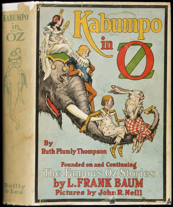 Ruth Plumly Thompson Kabumpo in Oz: Title: Kabumpo in Oz Author: Thompson, Ruth Plumly Description: 297 pp. Illus. with 12 color plates by John R. Neill. 9x6½, blue cloth, pictorial cover label, black & white pictorial endpapers, origi