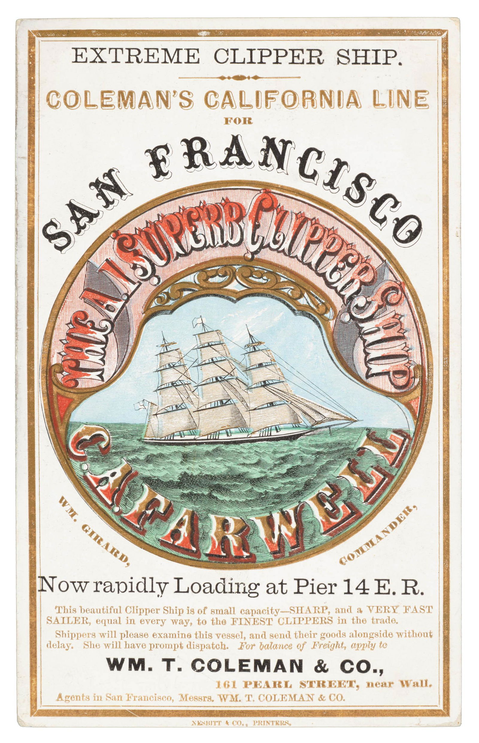 Clipper Ship Card for C.A. Farwell by Nesbitt (1 of 5)