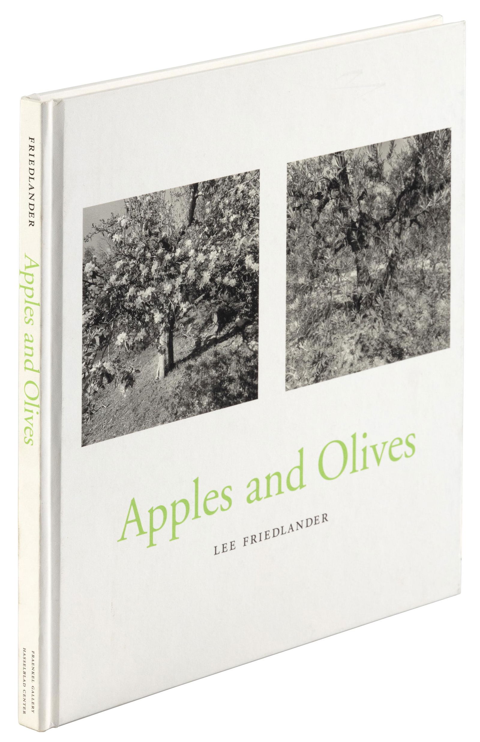 Signed by Lee Friedlander w/ portrait by Dahi: Heading: Author: Friedlander, Lee Title: Apples and Olives [with] a 5x7" gelatin silver print portrait of Lee Friedlaner by Soheyl Dahi Place Published: San Francisco Publisher:Fraenkel Gallery