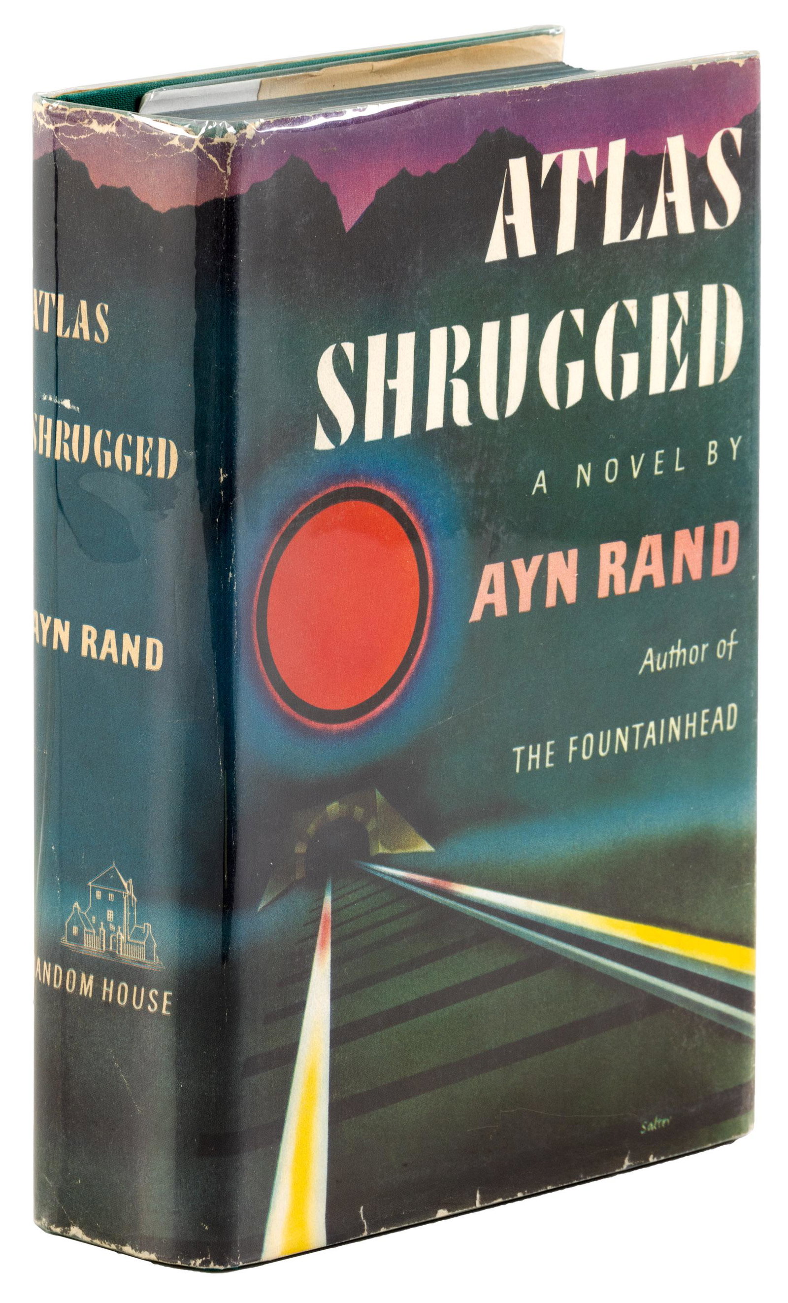 Ayn Rand Atlas Shrugged 1st Printing in DJ: Heading: Author: Rand, Ayn Title: Atlas Shrugged Place Published: New York Publisher:Random House Date Published: [1957] Description: (8vo) 21.5x14.2 cm (8½x5½"), original green