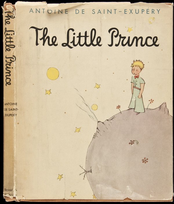 St.-Exupery, The Little Prince 1st Ed. in jacket: Title: The Little Prince Author: Saint-Exupéry, Antoine de Description: Illustrated in color by the author. 9x7, salmon-colored cloth with illustration on front cover, color pictorial jacket. First T