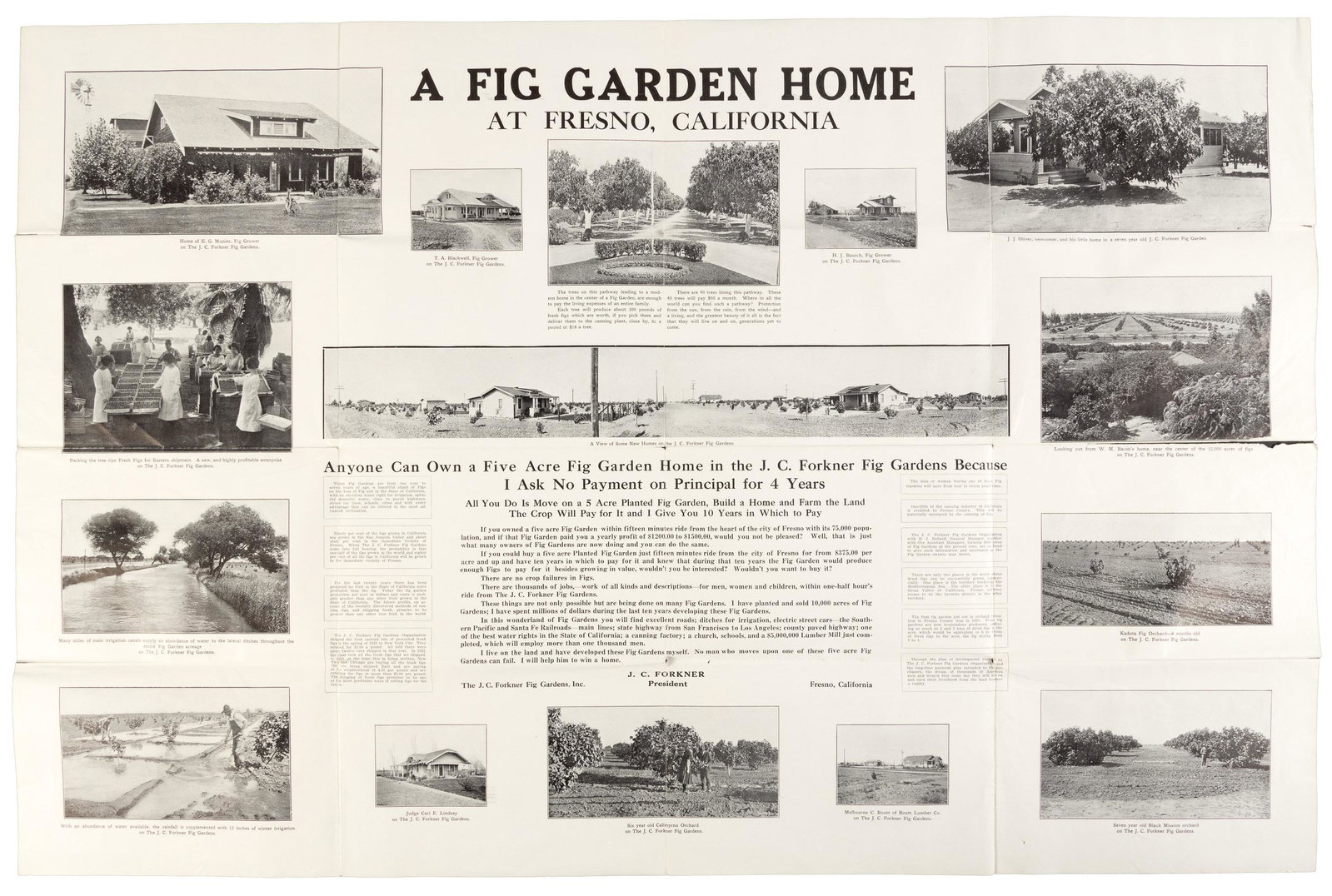 1923 Forkner Fig Gardens promotional mailer: Heading: (California - Fresno County) Author: Title: A Fig Garden Home at Fresno, California Place Published: Fresno, California Publisher:J. C. Forkner Fig Gardens, Inc. Date Published: [19