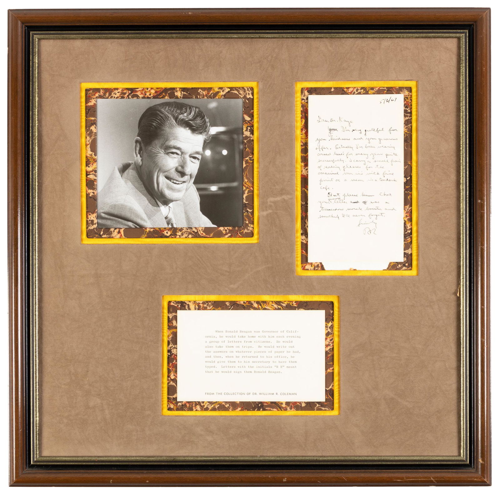 Framed Handwritten Reagan Letter (1 of 4)