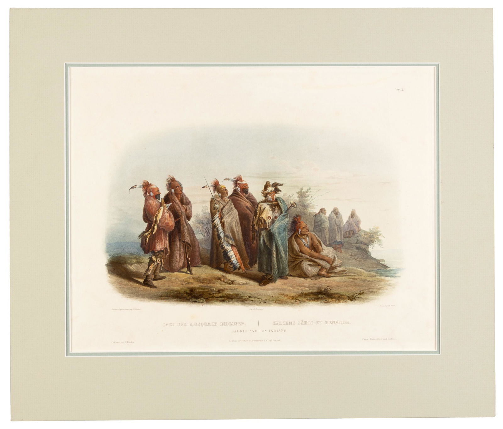 Hand-colored aquatint of Saukie and Fox Indians (1 of 6)