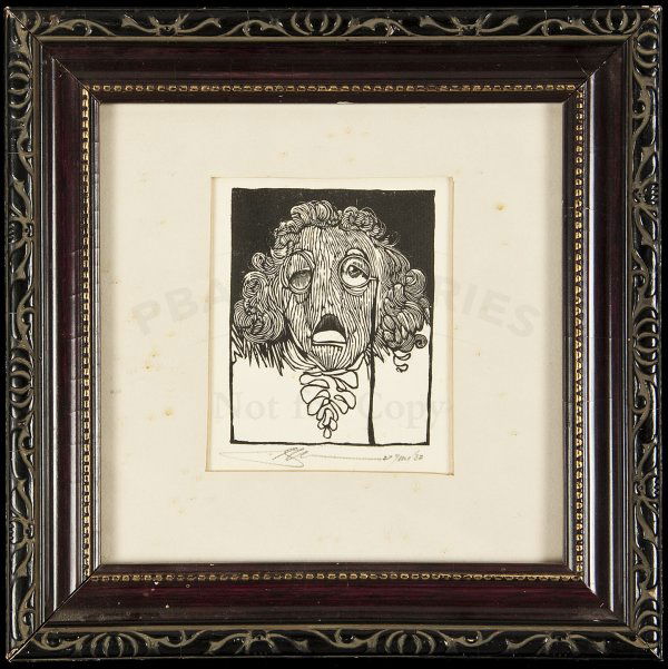 signed woodblock by Barry Moser from Alice: Title: Woodblock - signed Author: Moser, Barry Description: Image is 3x2½ on 6x6 paper. Signed and dated by Barry Moser. Framed. Heading: Place Published: Publisher: Date Published: 1982