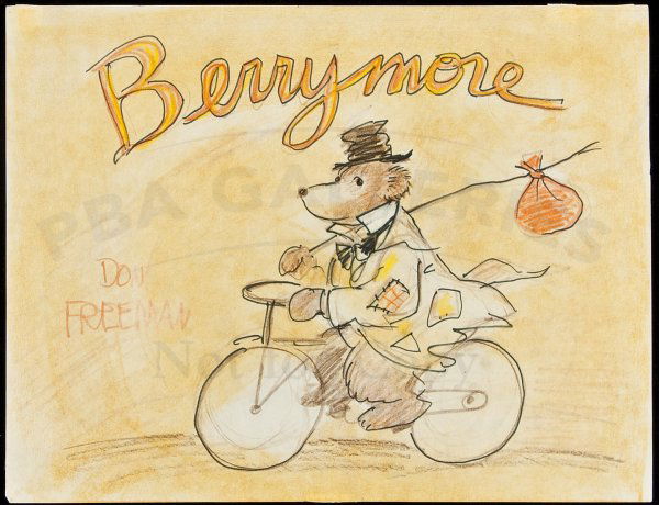 Bearymore early Don Freeman drawing for cover: Title: Bearymore - 2 original drawings, one for the cover and one for page 17 Author: Freeman, Don Description: 2 original drawings, including: Concept for cover design: Ink and color pencil on paper.
