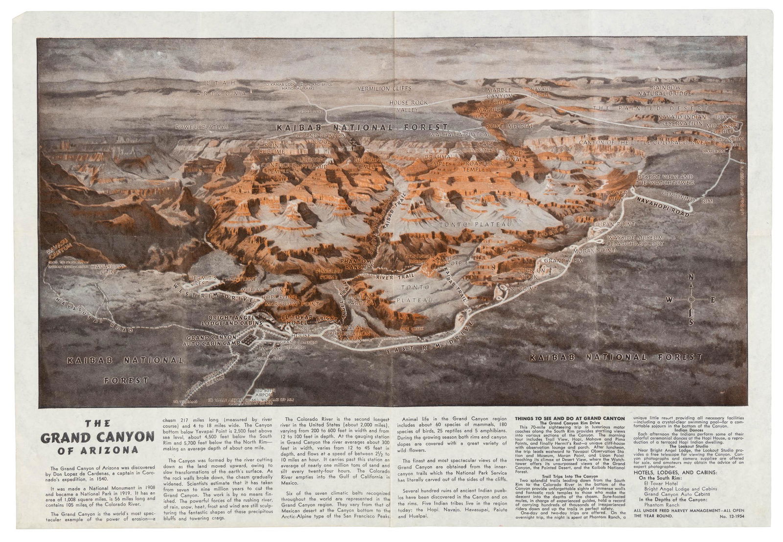 Grand Canyon map, Kaibab National Forest 1954 (1 of 1)