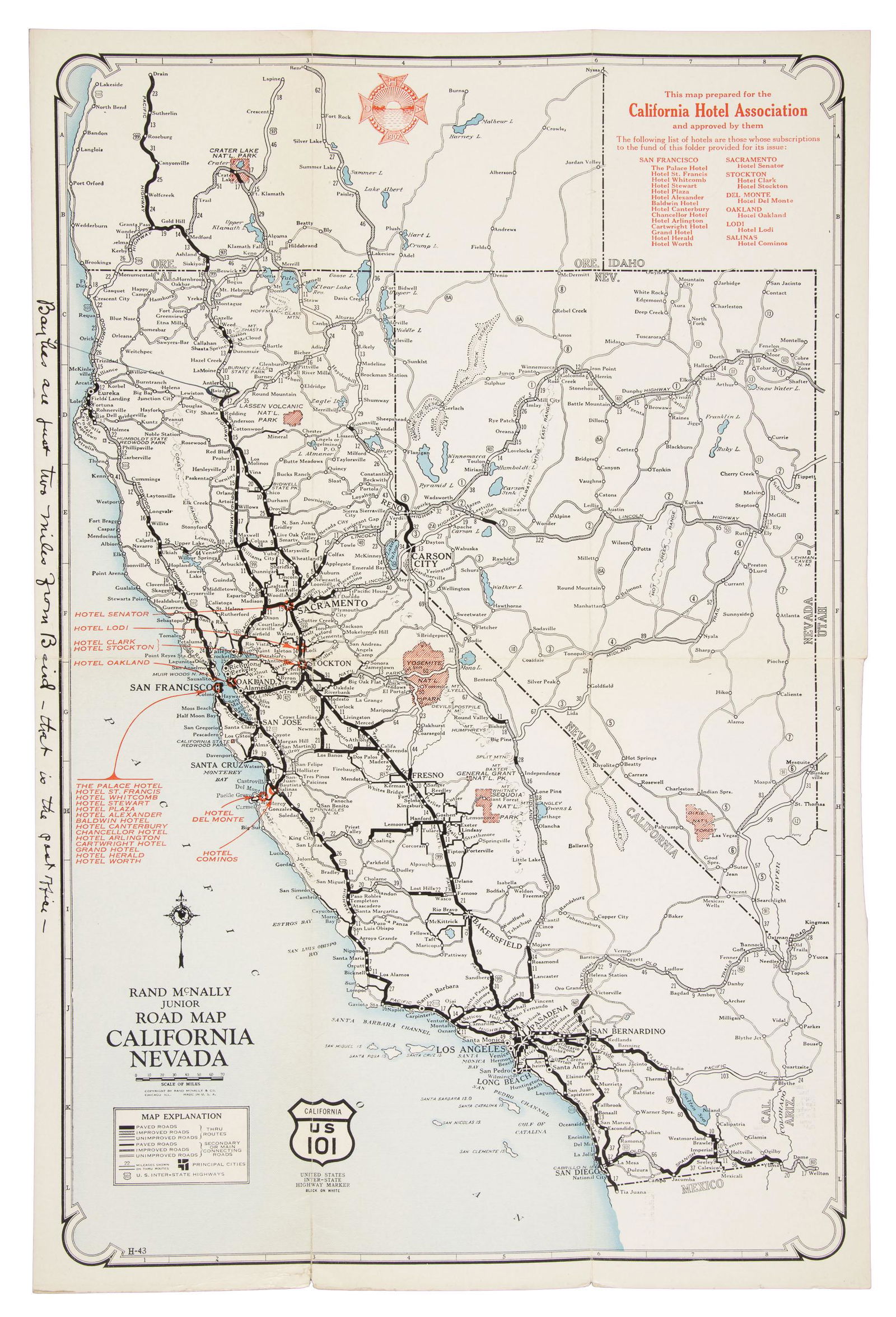 Scarce road map of California & Nevada (1 of 3)
