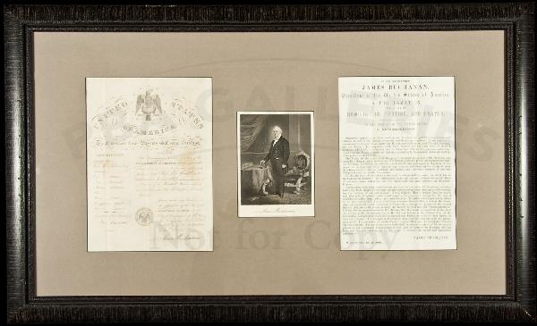 U.S. Passport signed by James Buchanan: Title: Passport for Rev. Eli Smith, signed by James Buchanan as Secretary of State Author: Buchanan, James Description: Printed passport, completed in manuscript, approximately 43x28 cm. (17x11"). Mat