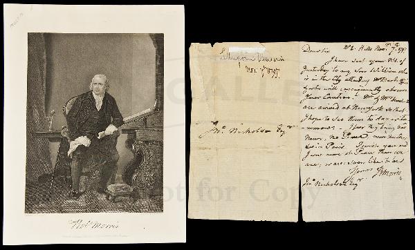 Robert Morris Signer of the Declaration: Title: Autograph Letter Signed Author: Morris, Robert (signer from Pennsylvania) Description: Autograph letter signed R. Morris. One page, approximately 18x11 cm. (7x4½").Robert Morris (1734-1806). F