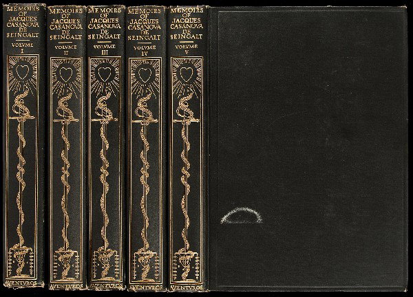 Memoirs of Jacques Casanova de Seingalt 12 vols: Title: The Memoirs of Jacques Casanova de Seingalt Author: Casanova de Seingalt, Jacques Description: 12 volumes. Each with frontispiece by Rockwell Kent. (8vo), black cloth with gilt-lettered and dec