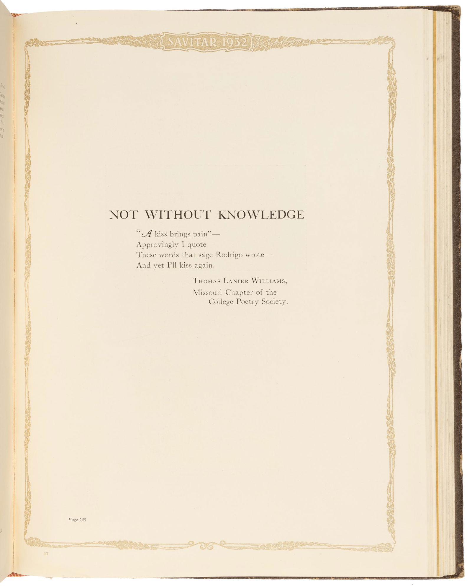 First poetry published by Tennessee Williams (1 of 2)