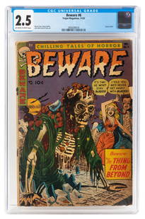 BEWARE #6 * CGC 2.5 * SOTI * JACK DAVIS SWIPE Cover: Heading:  Author:  Title: BEWARE No. 6 Place Published:  Publisher:Trojan [Indicia: Trojan Magazines, Inc.] Date Published: November, 1953 Description:  CGC certified