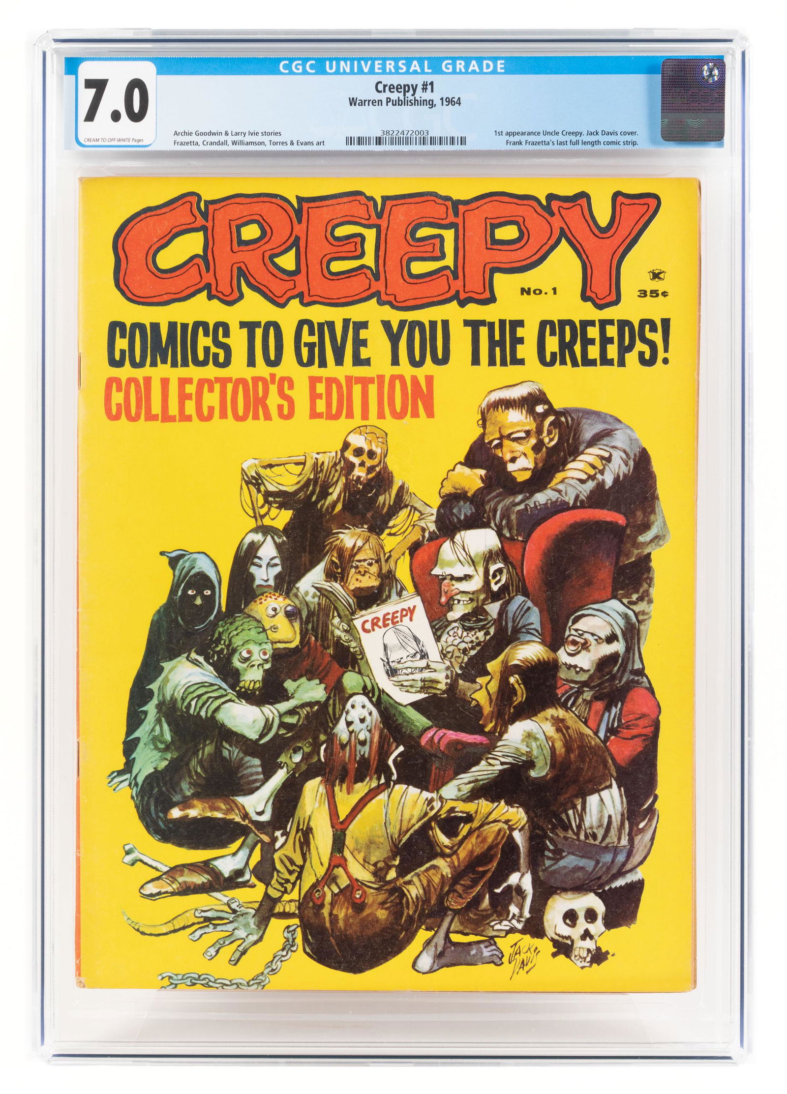 CREEPY #1 * CGC 7.0 * Frazetta, Davis, Crandall, (1 of 2)