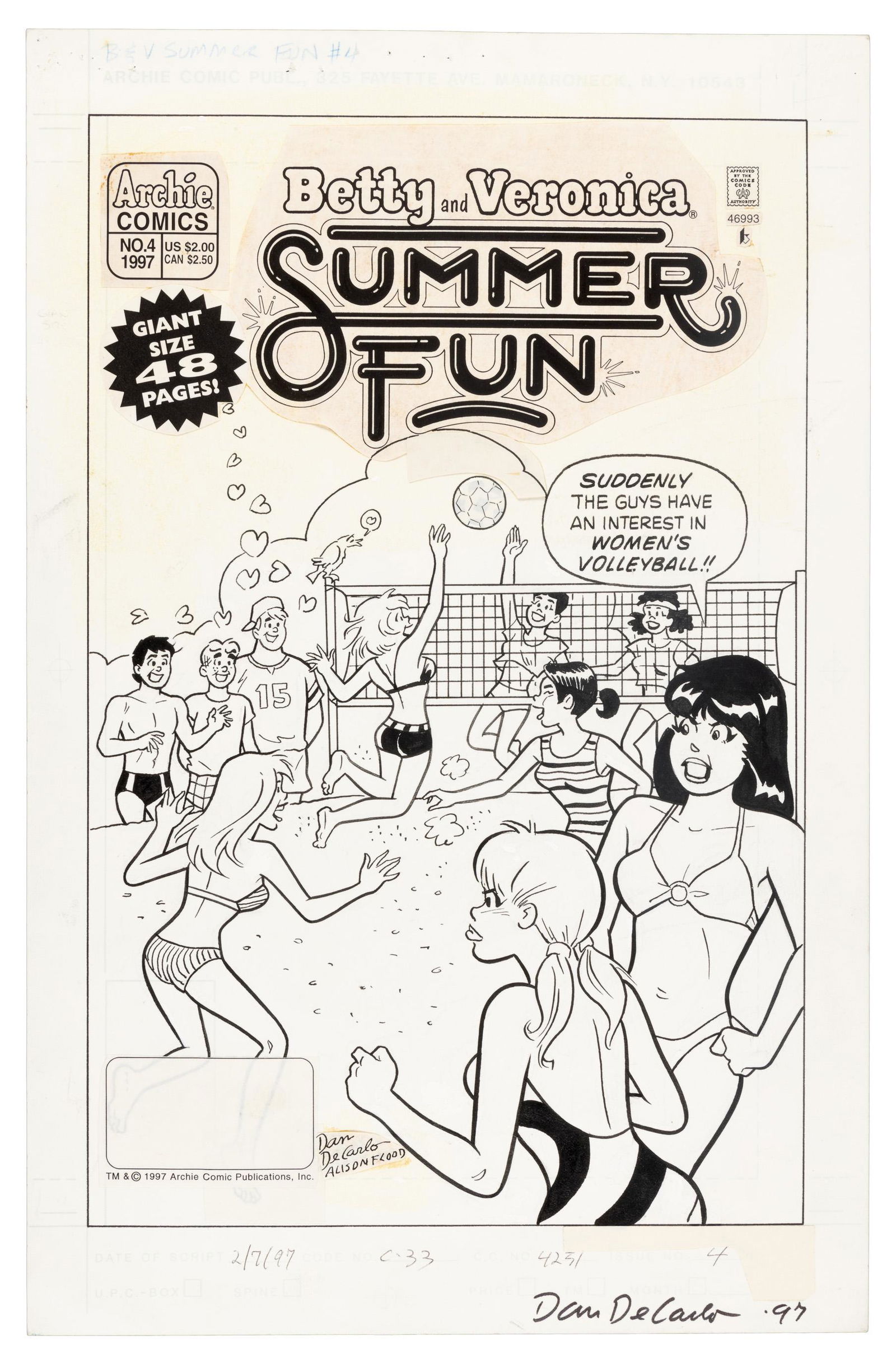 DAN DeCARLO Original Art: Betty & Veronica Summer Fun (1 of 2)