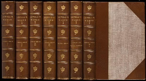 The Works of James Russell Lowell Finely BOund: Title: The Works of James Russell Lowell Author: Lowell, James Russell Description: 11 volumes. (8vo) three-quarter brown morocco and cloth, spines lettered and decorated in gilt, top edges gilt.The S