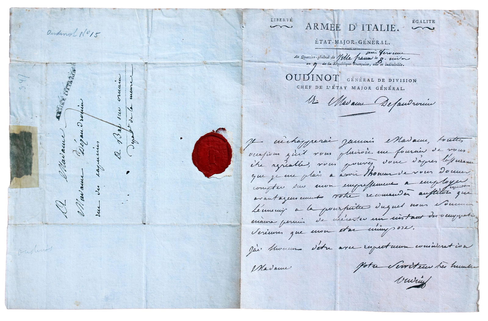 1800 autograph letter by French First Republic general (1 of 1)