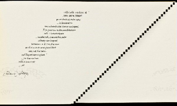 Iron Tonic by Edward Gorey 1/26 signed: Title: The Iron Tonic: Or, A Winter Afternoon in Lonely Valley Author: Gorey, Edward Description: 14x24 cm. (5½x9½), green illustrated wrappers. First Edition.Letter M of 26 lettered copies, signed