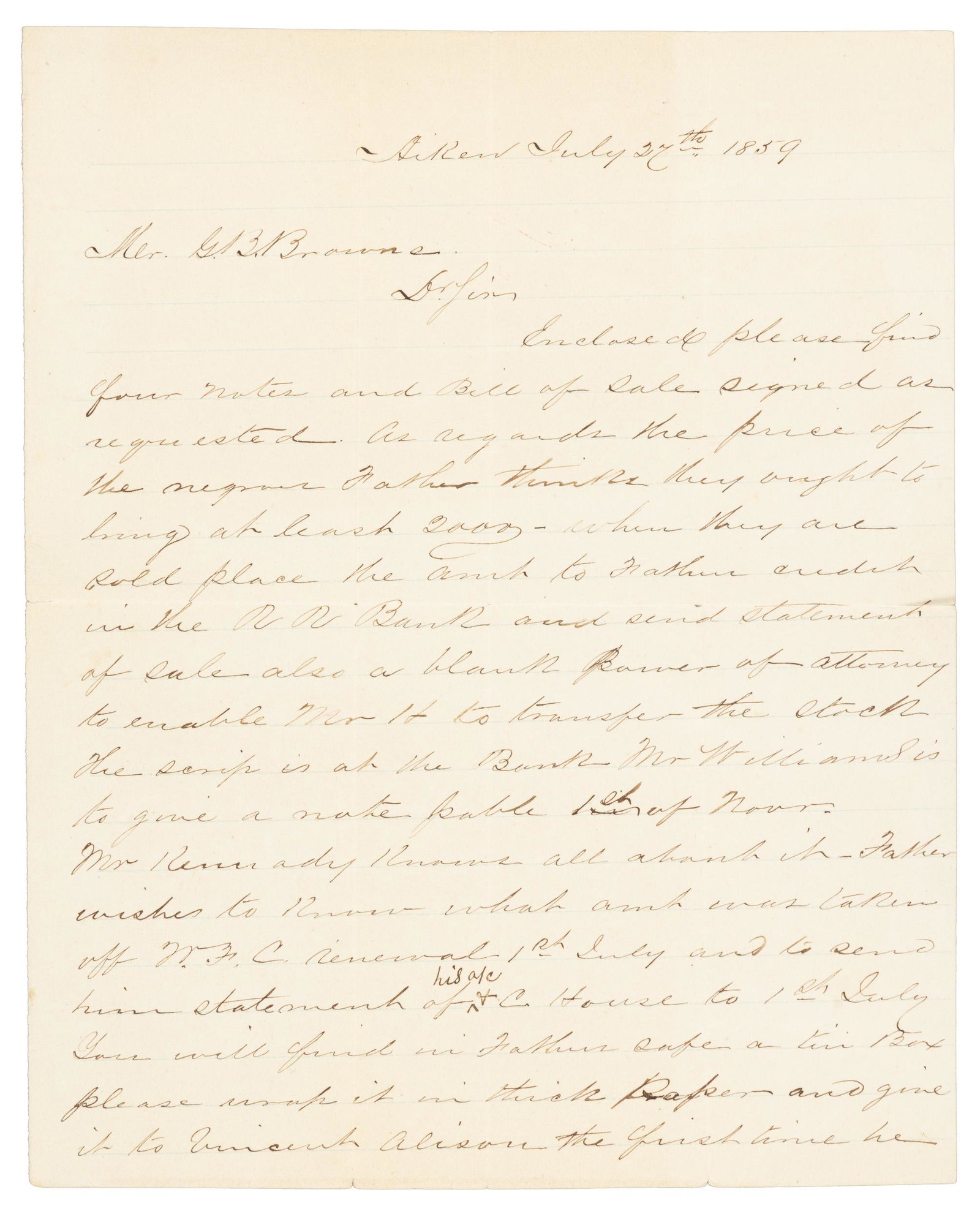 Planning a large slave sale in antebellum South (1 of 2)