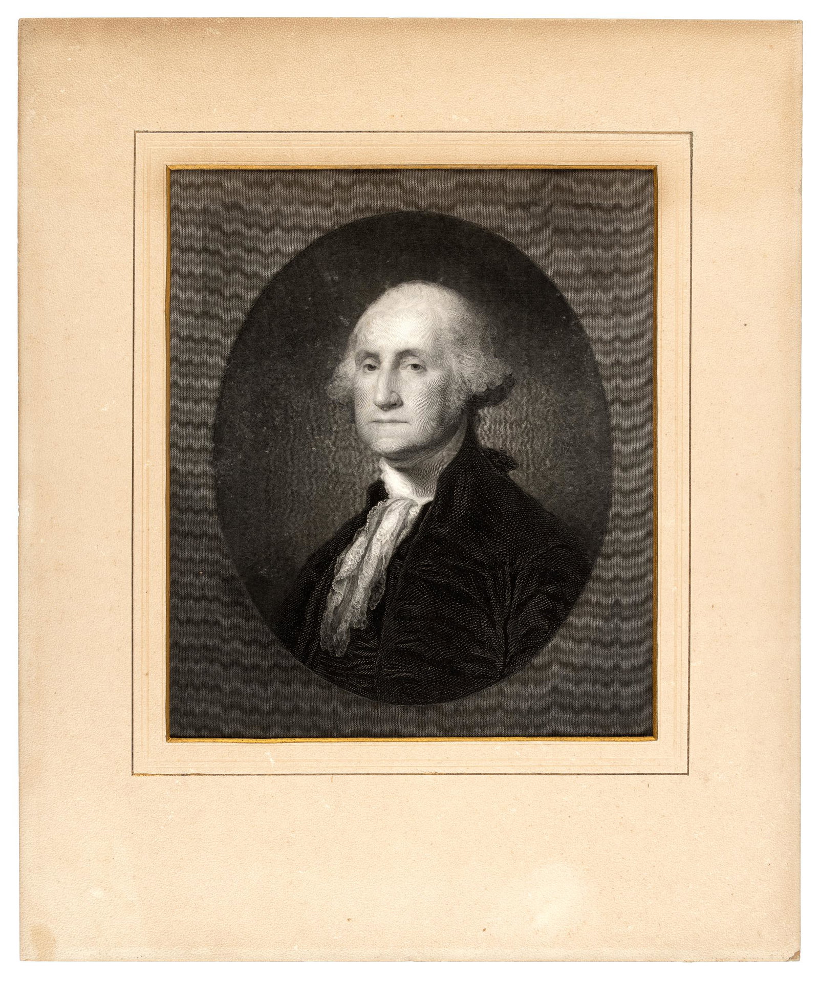 George Washington Engraved, After Gilbert Stuart: Heading: (Presidents, 1789) Author: Marshall, William, engraver Title: George Washington - Engraving after the portrait by Gilbert Stuart Place Published: Publisher: Date Published: [undated