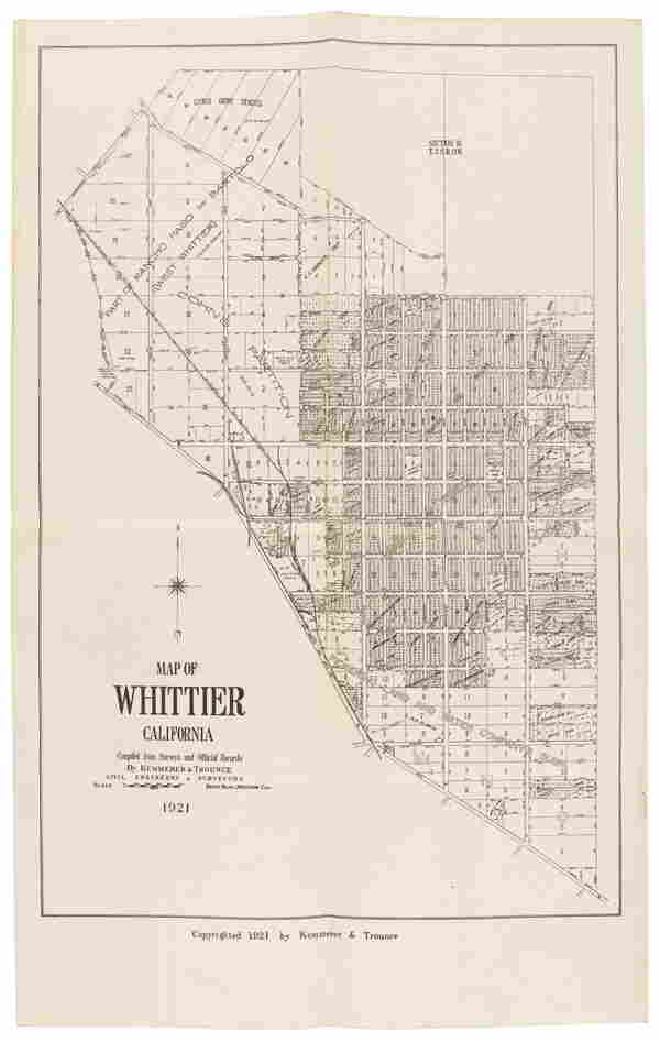 Earliest known map of Whittier, California 1921 (0352) on Dec 16, 2021