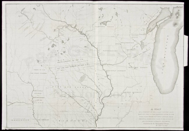 Map of Plains Indians country 1835: Title: A Map of a Portion of the Indian Country Lying East and West of the Mississippi River to the Forty Sixth Degree of North Latitude from Personal Observation Made in the Autumn of 1835 and recent