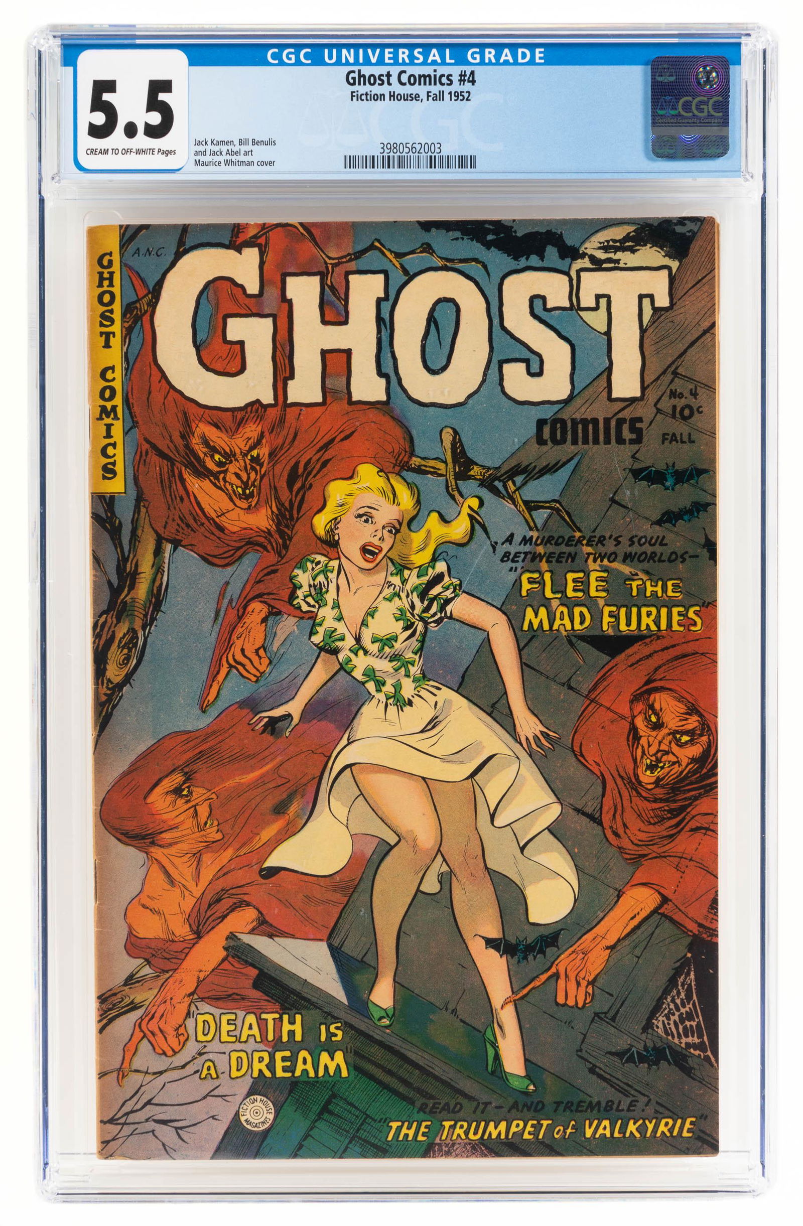 GHOST COMICS #4 * CGC 5.5 * Fiction House * WHITMAN *: Heading: Author: Title: GHOST COMICS No. 4 Place Published: Publisher:Fiction House [Indicia: Fiction House Magazines] Date Published: Fall, 1952 Description: CGC