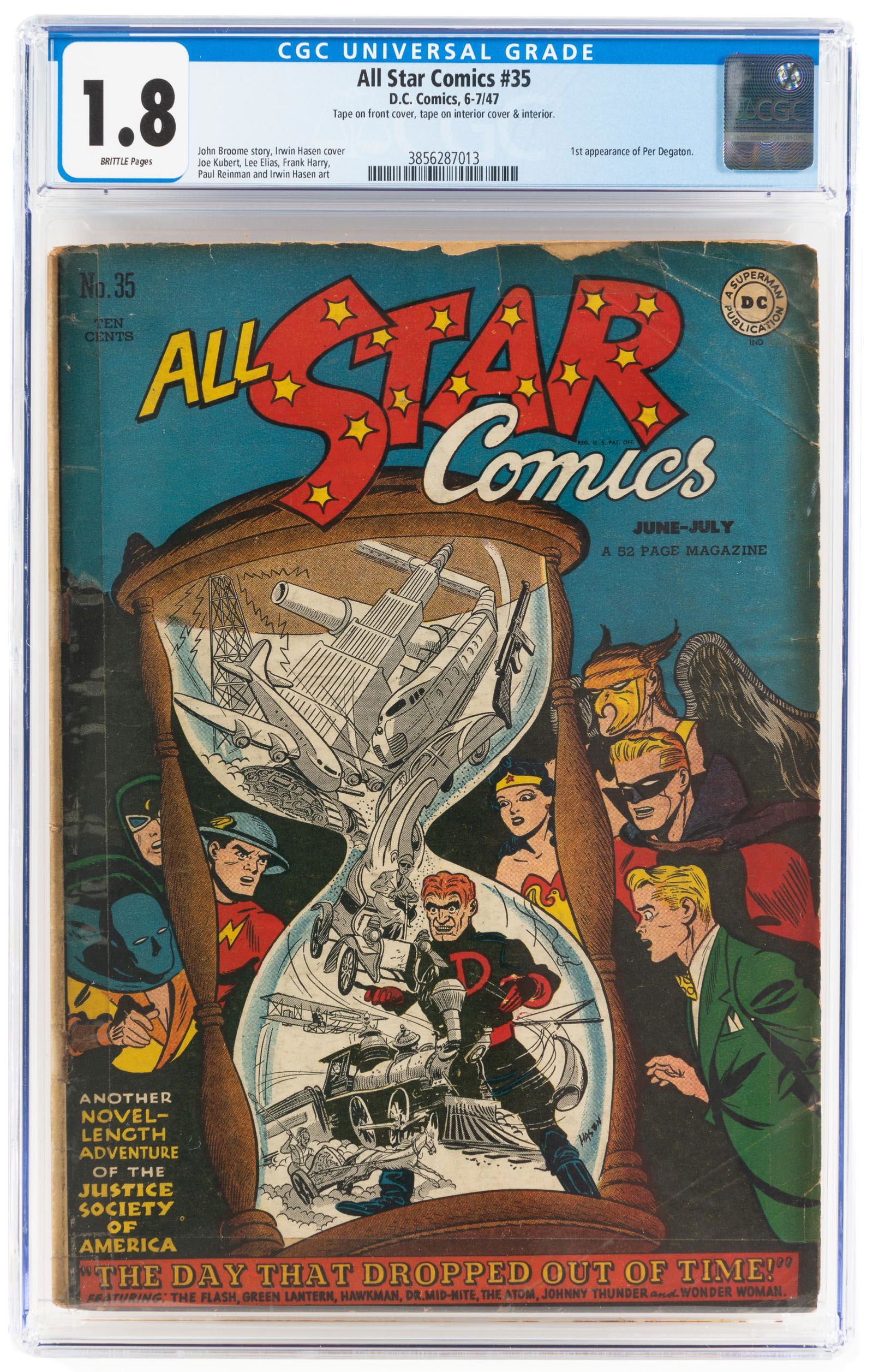 ALL-STAR #35 * CGC 1.8 * Cool HOURGLASS Cover (1 of 2)