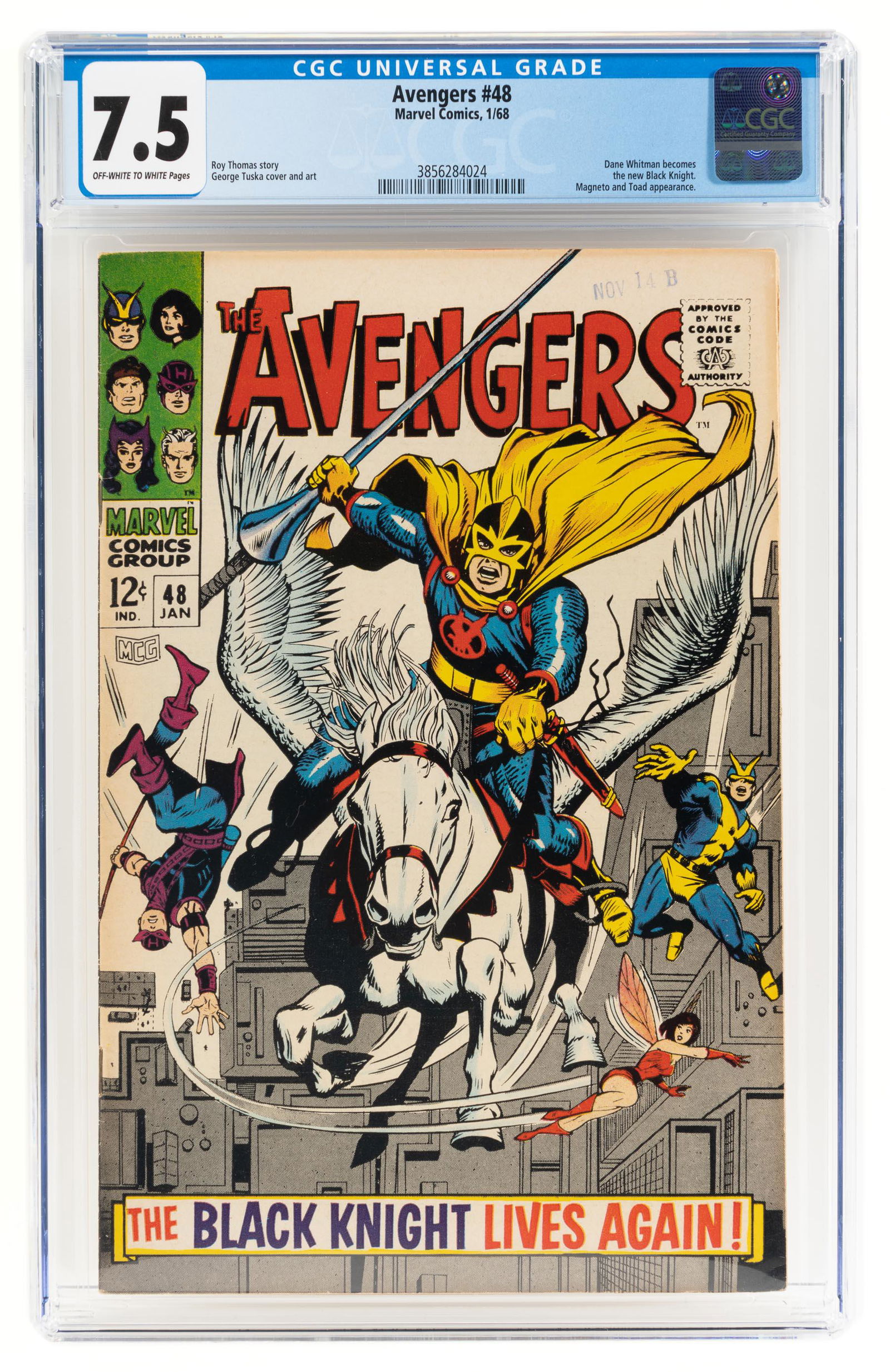 AVENGERS #48 * CGC 7.5 * 1st Appearance: BLACK KNIGHT (1 of 2)