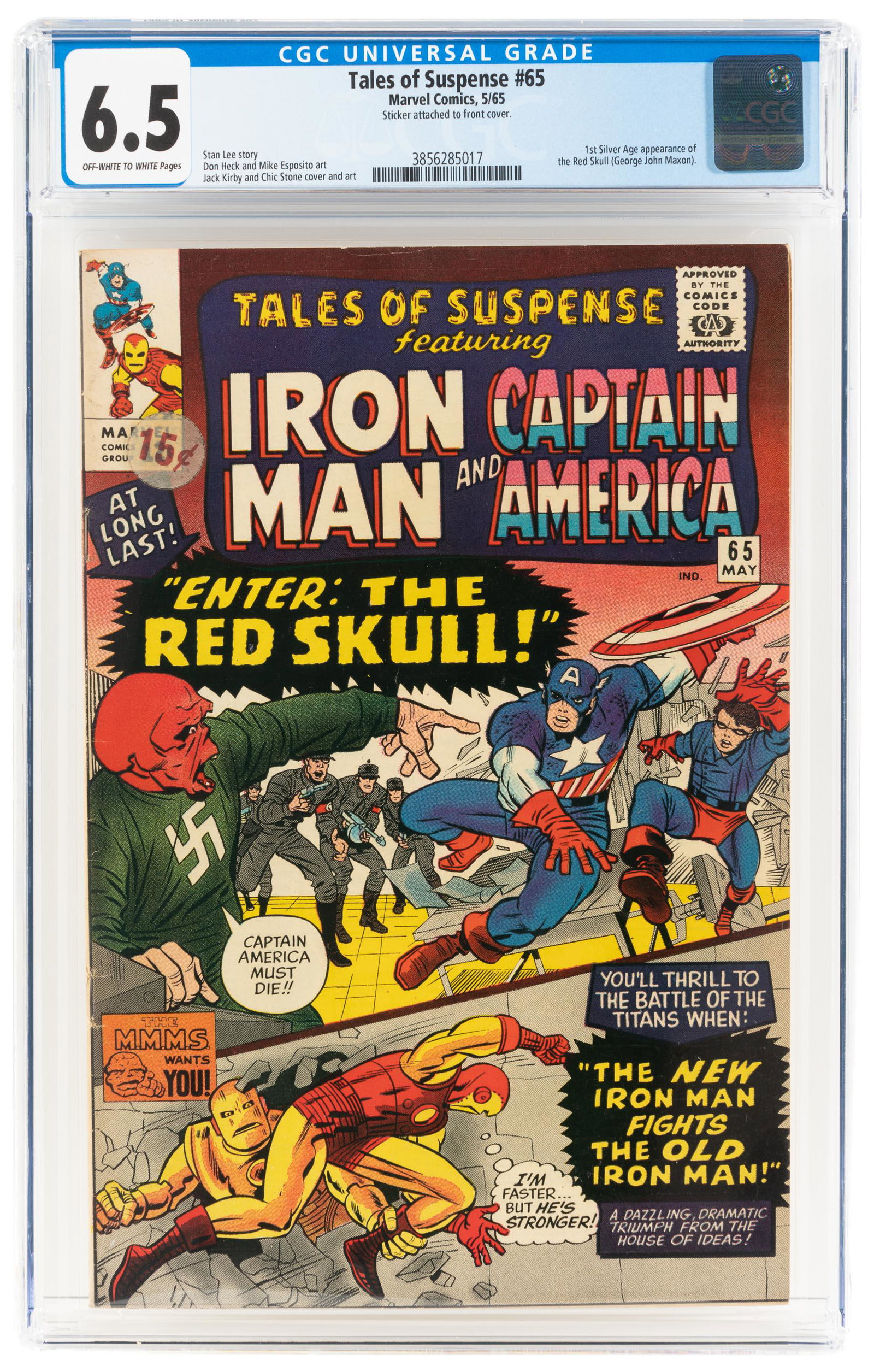 TALES OF SUSPENSE #65 * CGC 6.5 * Red Skull Revelations: Heading: Author: Title: TALES OF SUSPENSE No. 65 Place Published: Publisher:Marvel [Indicia: Vista Publications, Inc.] Date Published: May, 1965 Description: CGC c
