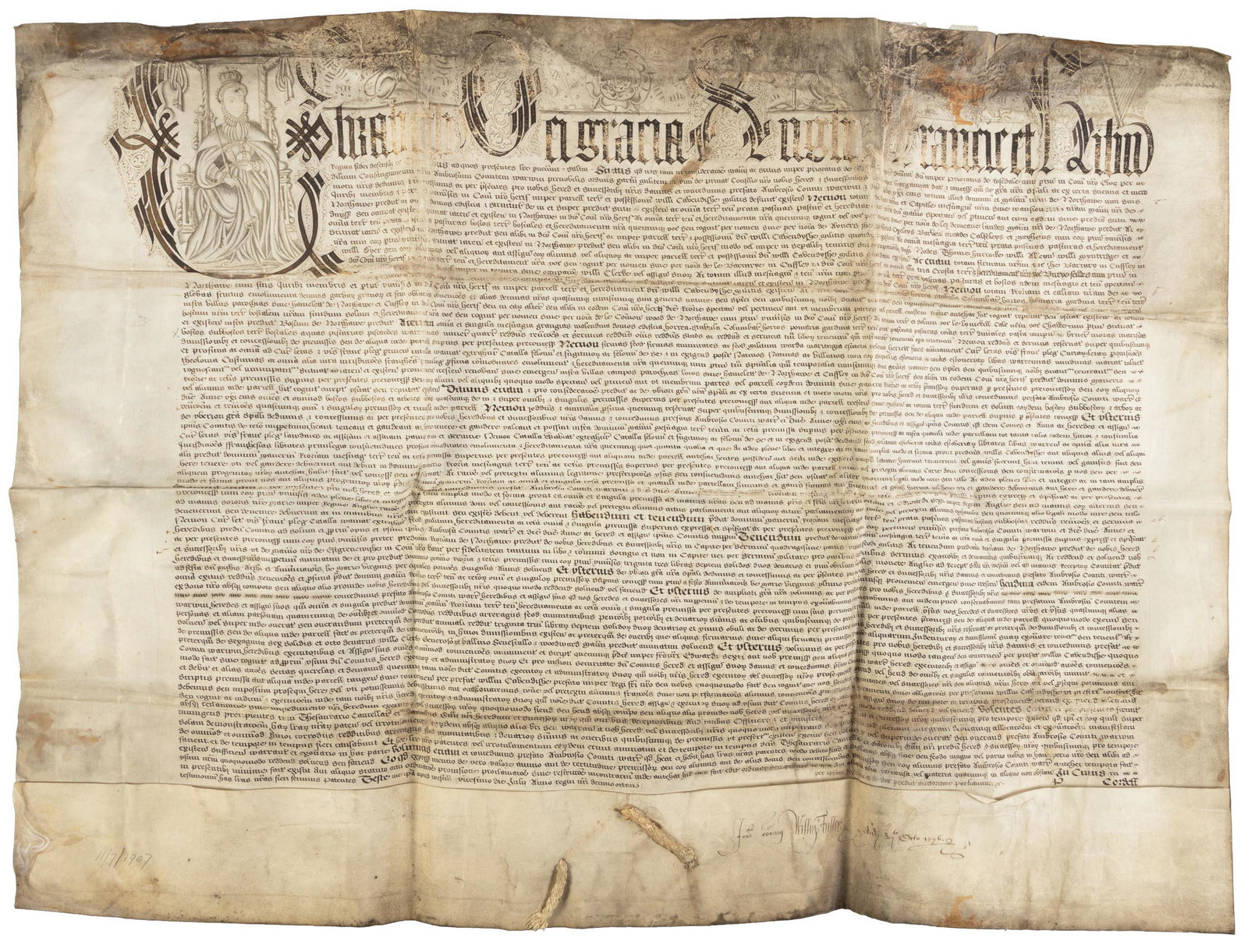 Rare Enthroned initial letter portrait of Elizabeth I (1 of 9)