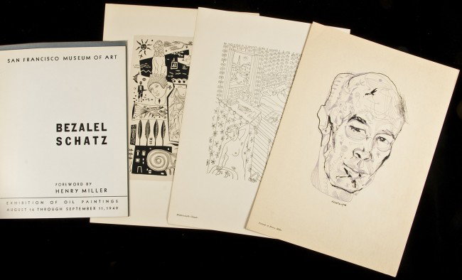 Two publications about Bezalel Schatz artwork: Title: Two publications about Bezalel Schatz's artwork for Henry Miller's Half Past Midnight, etc. Author: Schatz, Bezalel Description: Includes: San Francisco Museum of Art: Bezalel Schatz. Exhibitio