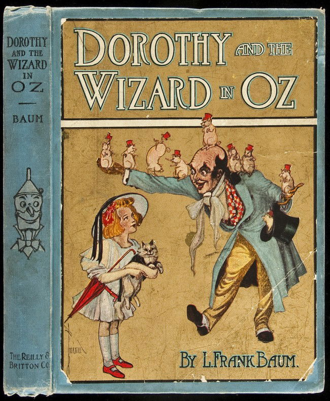 Dorothy and the Wizard 1st edition, 1st printing: Title: Dorothy and the Wizard in Oz Author: Baum, L. Frank Description: Illustrated with 16 color plates & numerous black and white drawings by John R. Neill. 9x6½, light blue cloth, pictorial cover