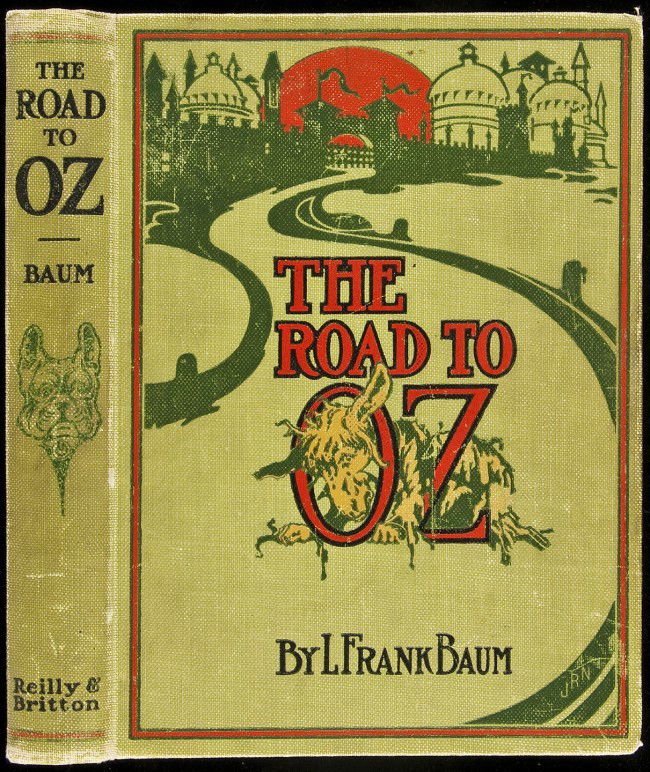 L. Frank Baum The Road to Oz First Edition: Title: The Road to Oz Author: Baum, L. Frank Description: 261, [1] blank, [2] ad pp. Illustrated throughout with black & white drawings by John R. Neill. 9x6½, light green linen-like cloth stamped in