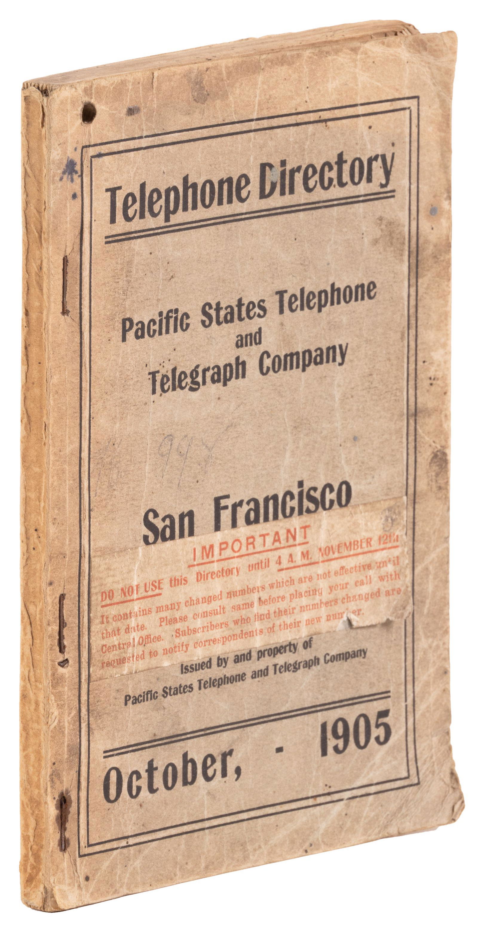 Pre-earthquake S.F. telephone directory (1 of 3)