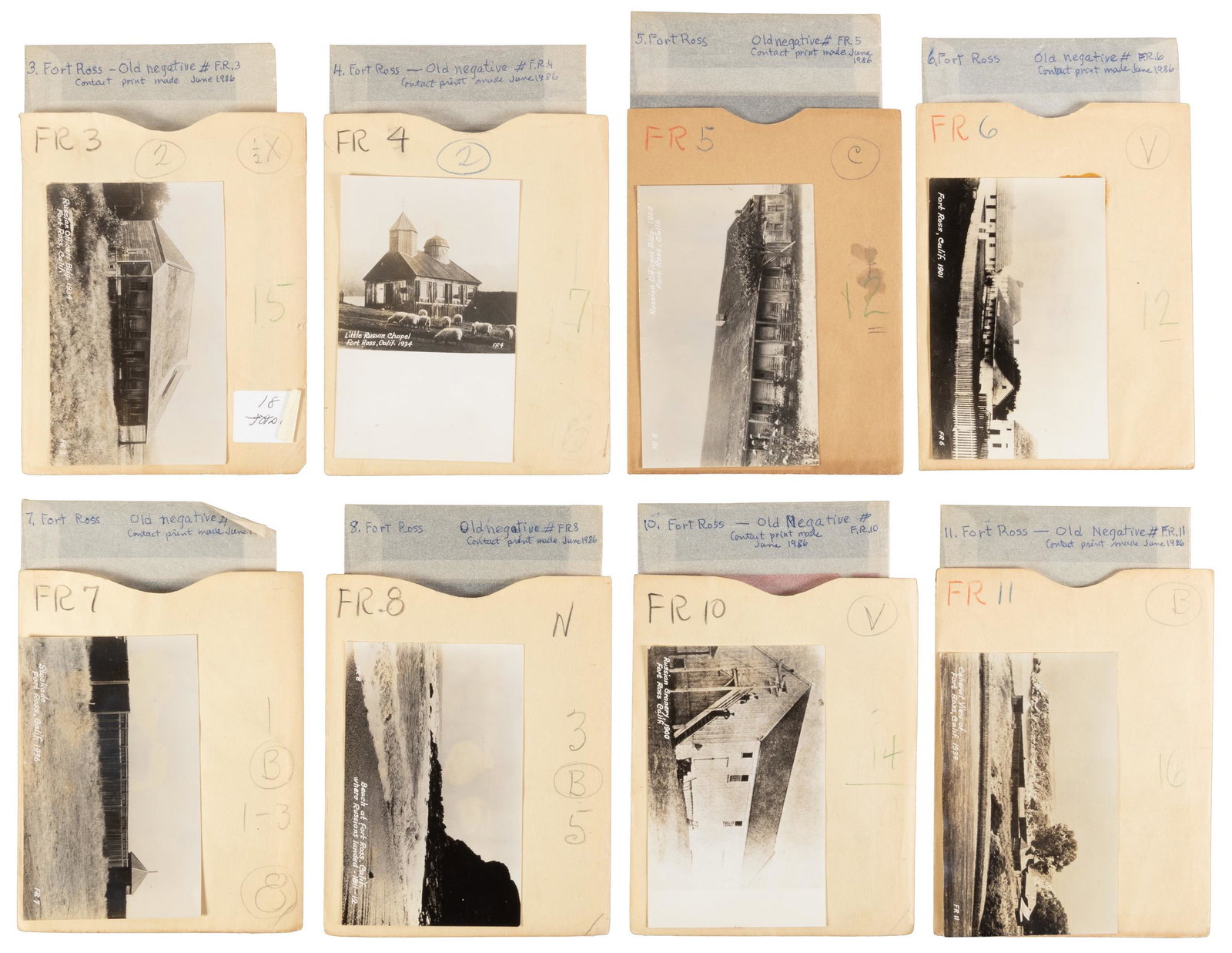 17 photos taken around Fort Ross 1842-1934: Heading: (California - Sonoma County) Author: Title: Seventeen photographic copy negatives of Fort Ross California from 1842-1934 Place Published: n.p. Publisher:n.p. Date Published: [1842-1